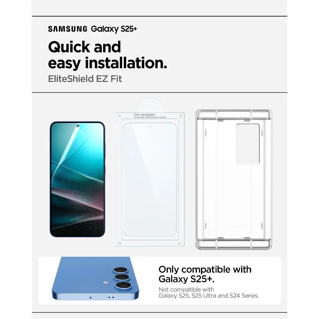 Spigen EliteShield EZ Fit HD 1 Pack Samsung Galaxy S25+ Spigen EliteShield EZ Fit HD 1 Pack Samsung Galaxy S25+