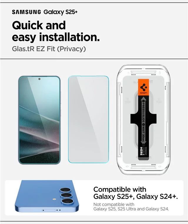 Spigen Glass tR EZ Fit HD (Privacy) 2 Pack - Samsung Galaxy S25+/S24+ Spigen Glass tR EZ Fit HD (Privacy) 2 Pack - Samsung Galaxy S25+/S24+