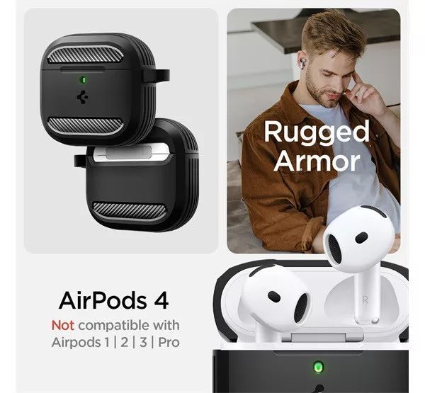 Spigen Rugged Armor AirPods 4 Matte Black Spigen Rugged Armor AirPods 4 Matte Black
