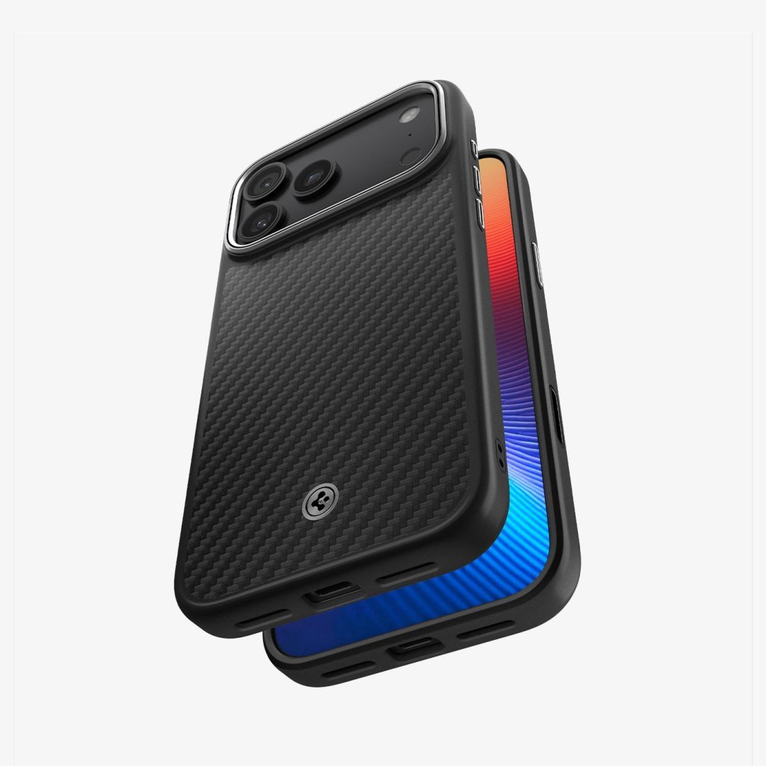 Spigen Enzo Aramid T case for iPhone 17 Pro Max Black Silver Spigen Enzo Aramid T case for iPhone 17 Pro Max Black Silver