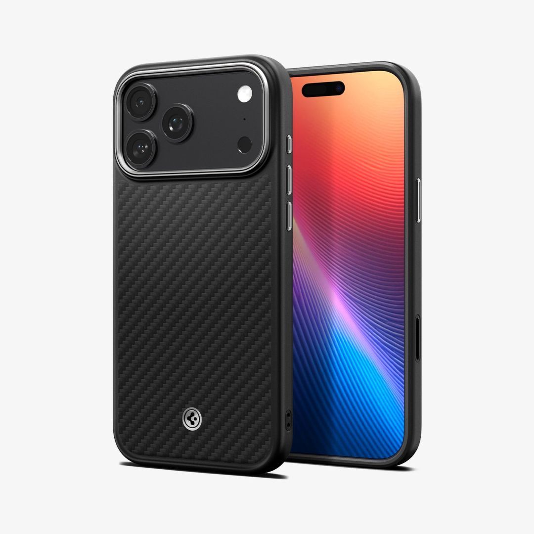 Spigen Enzo Aramid T case for iPhone 17 Pro Max Black Silver Spigen Enzo Aramid T case for iPhone 17 Pro Max Black Silver