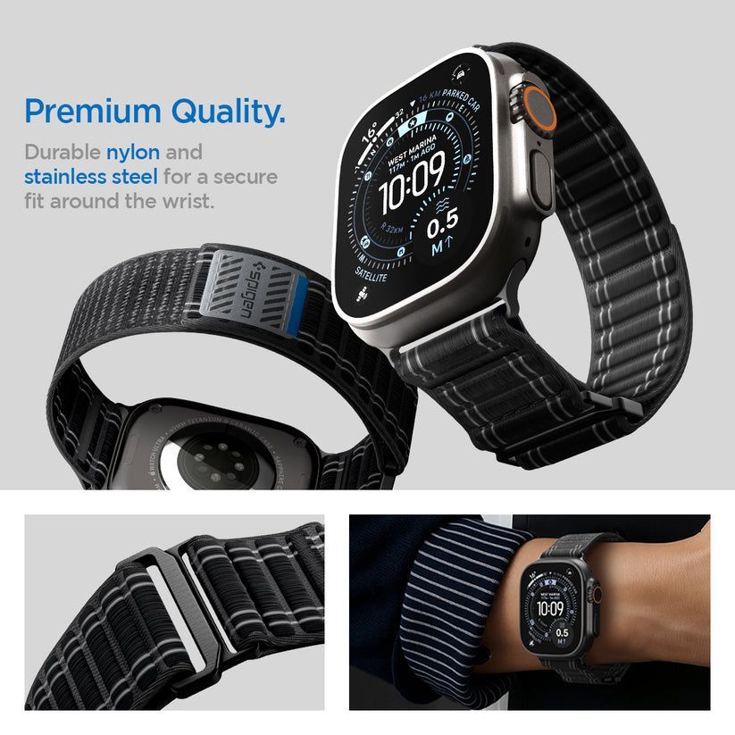 Spigen Fabric Band (hook-and-loop) for Apple Watch 49mm/46mm/45mm/44mm Black