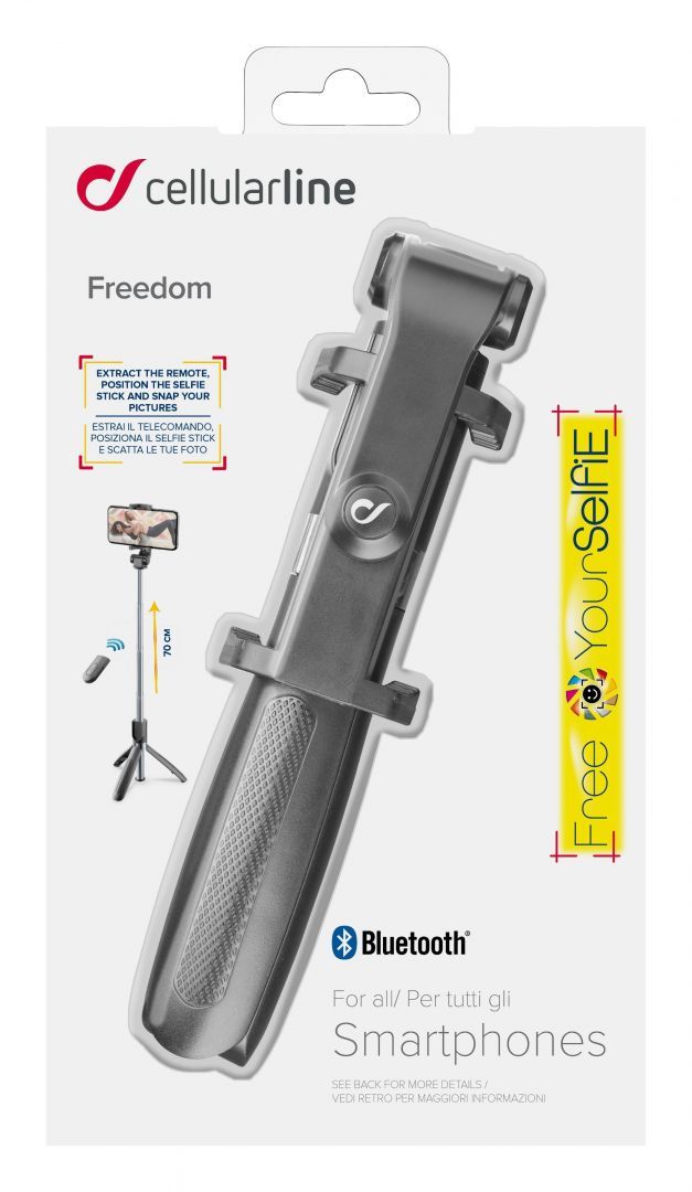 Cellularline Bluetooth selfie stick Freedom with tripod function, black Cellularline Bluetooth selfie stick Freedom with tripod function, black