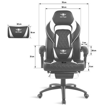 Spirit Of Gamer Mustang Gaming Chair Black/White Spirit Of Gamer Mustang Gaming Chair Black/White