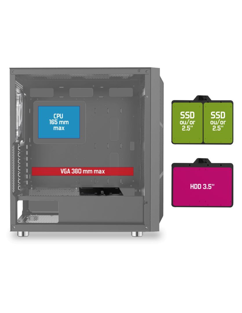 Spirit Of Gamer Ghost 5 RGB Tempered Glass Black