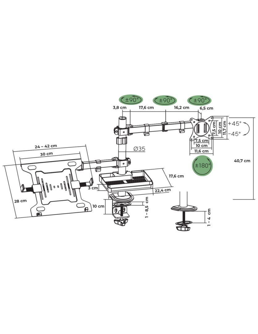 Advance XtendMounts Flex 17"-32" Monitor Console Black Advance XtendMounts Flex 17"-32" Monitor Console Black
