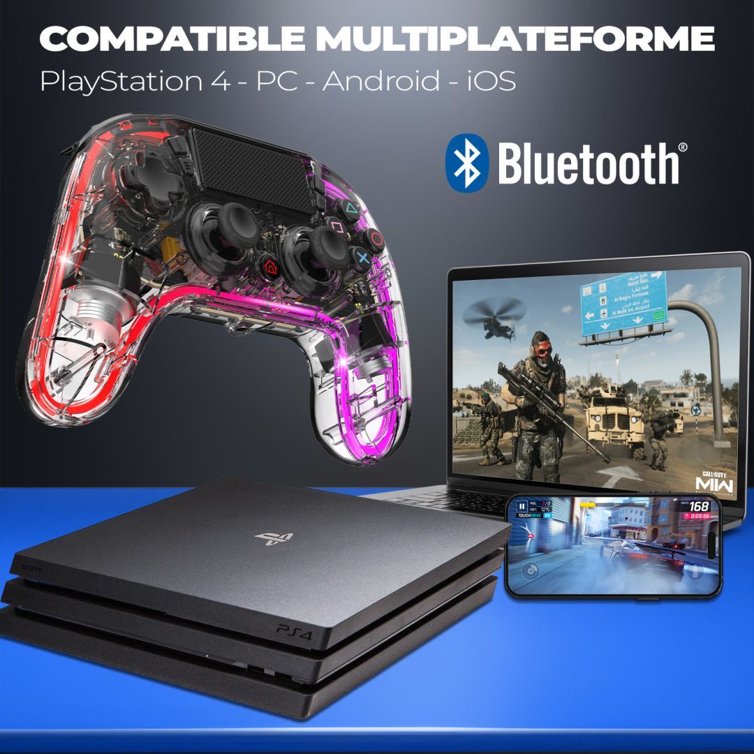 Spirit Of Gamer Neon Bluetooth Gamepad Transparent Spirit Of Gamer Neon Bluetooth Gamepad Transparent