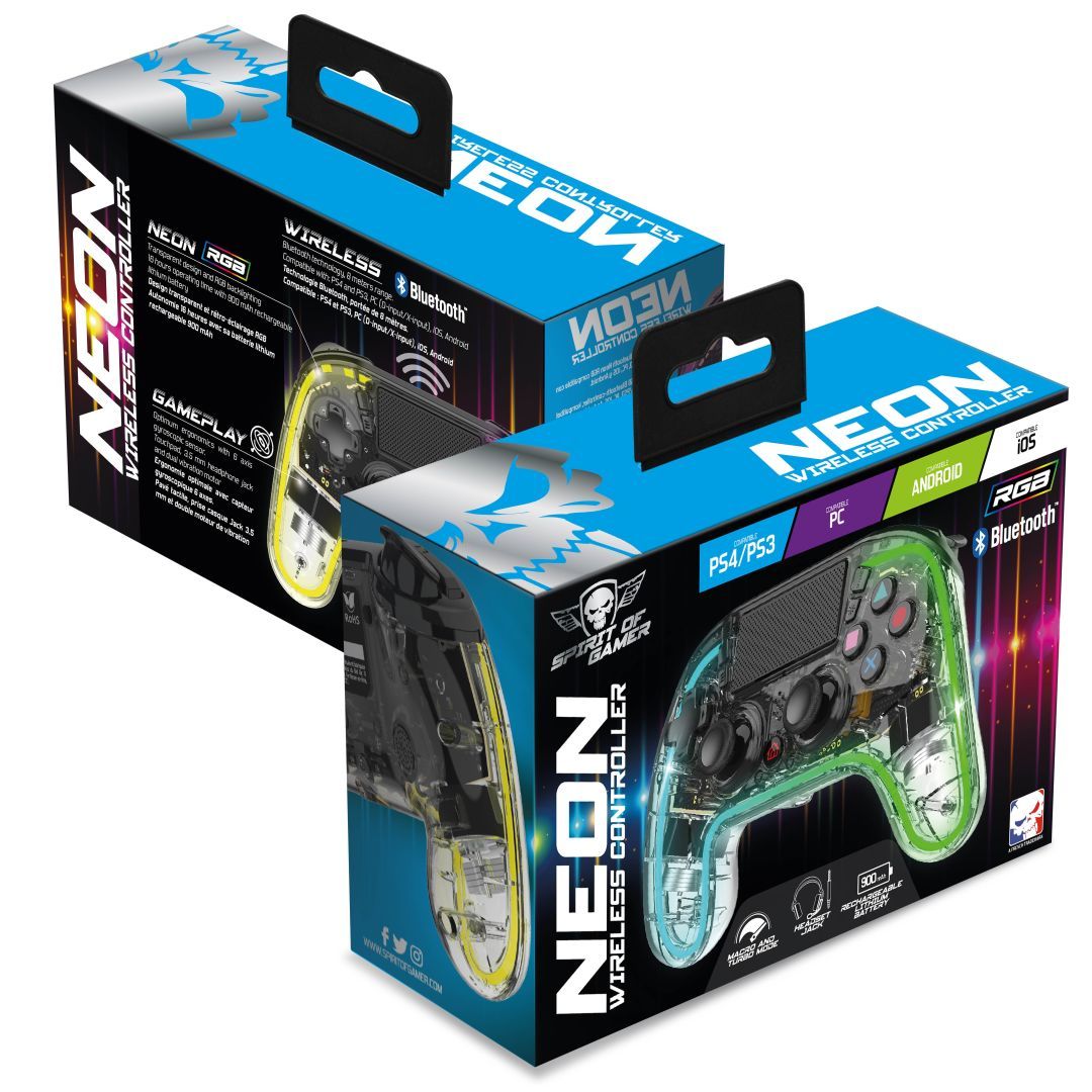 Spirit Of Gamer Neon Bluetooth Gamepad Transparent Spirit Of Gamer Neon Bluetooth Gamepad Transparent