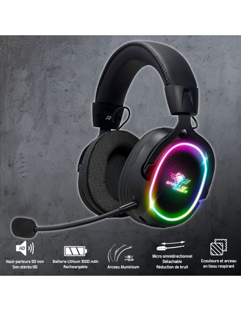 Spirit Of Gamer XPERT XH1200 Wireless Bluetooth RGB Gaming Headset Black Spirit Of Gamer XPERT XH1200 Wireless Bluetooth RGB Gaming Headset Black