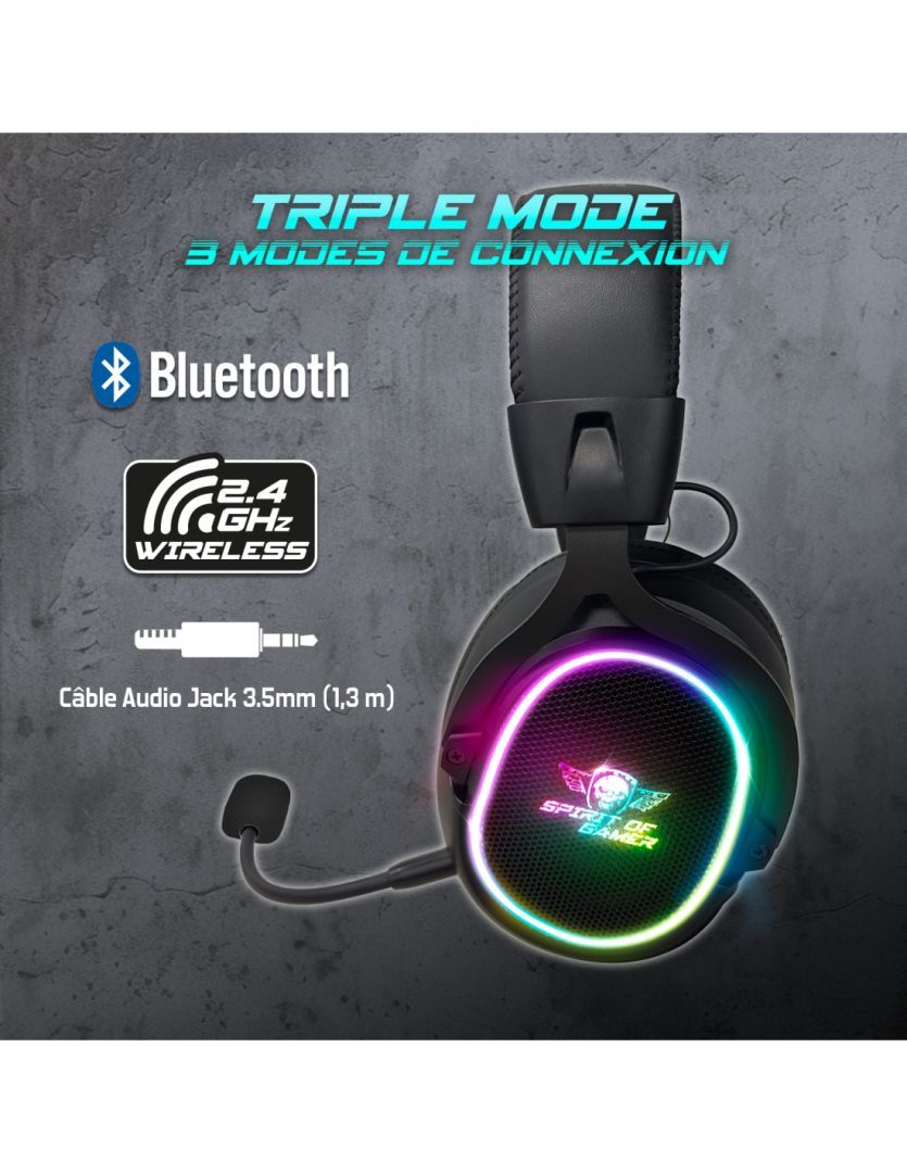 Spirit Of Gamer XPERT XH1200 Wireless Bluetooth RGB Gaming Headset Black Spirit Of Gamer XPERT XH1200 Wireless Bluetooth RGB Gaming Headset Black