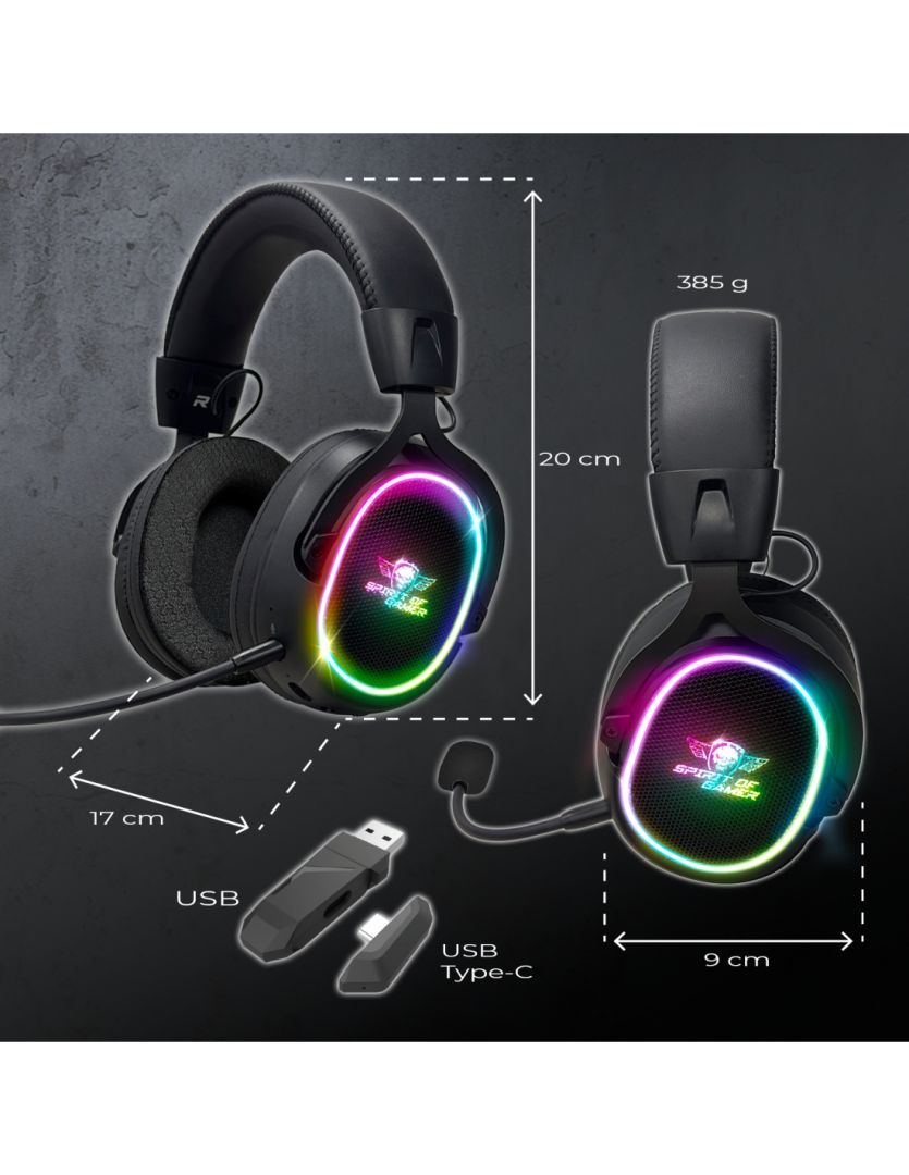 Spirit Of Gamer XPERT XH1200 Wireless Bluetooth RGB Gaming Headset Black Spirit Of Gamer XPERT XH1200 Wireless Bluetooth RGB Gaming Headset Black