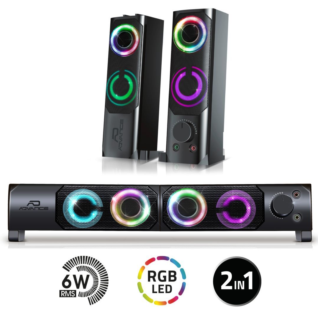 Advance Soundphonics 6W RMS RGB Speaker Black Advance Soundphonics 6W RMS RGB Speaker Black