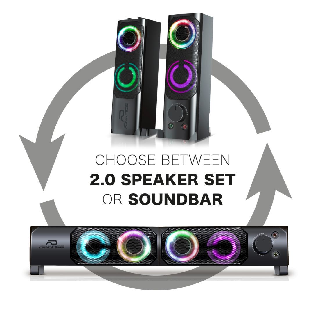 Advance Soundphonics 6W RMS RGB Speaker Black Advance Soundphonics 6W RMS RGB Speaker Black