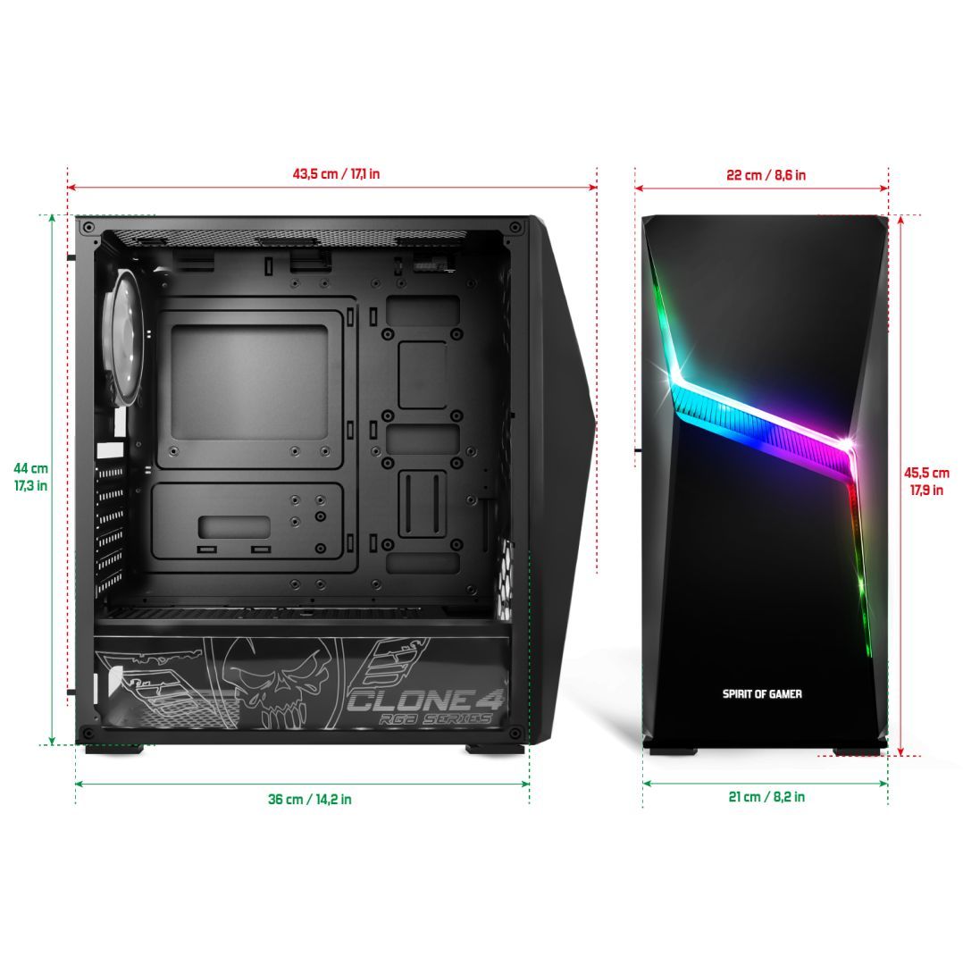 Spirit Of Gamer Clone 4 RGB Tempered Glass Black Spirit Of Gamer Clone 4 RGB Tempered Glass Black