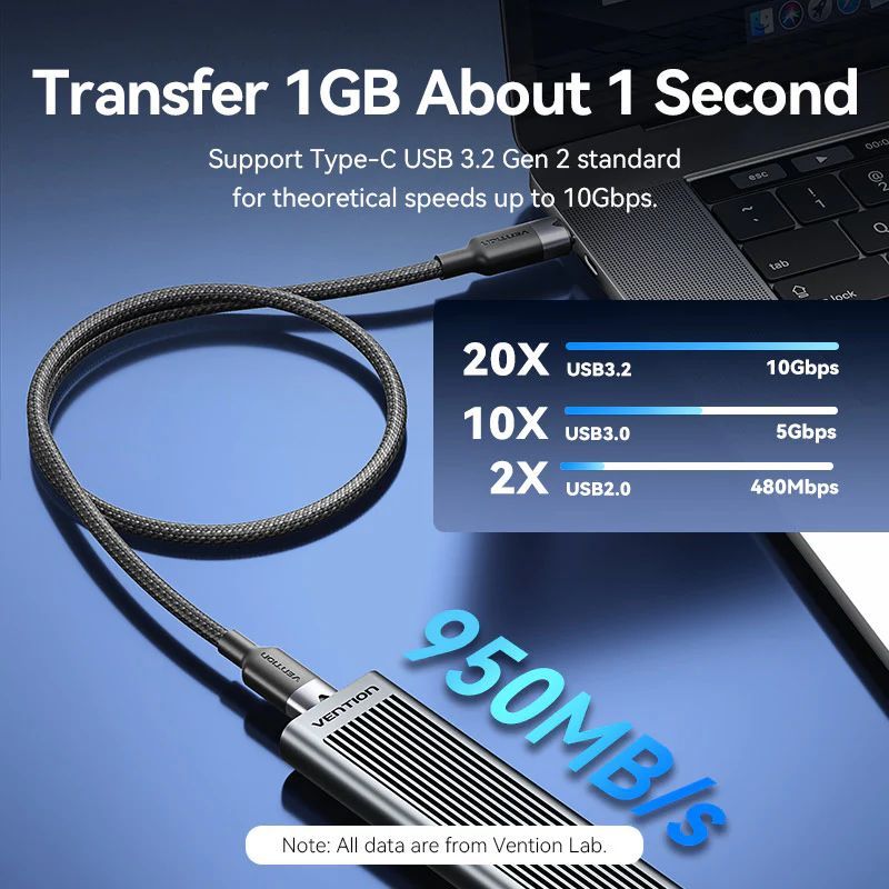 Vention USB-C 3.2/M cable 1m Black