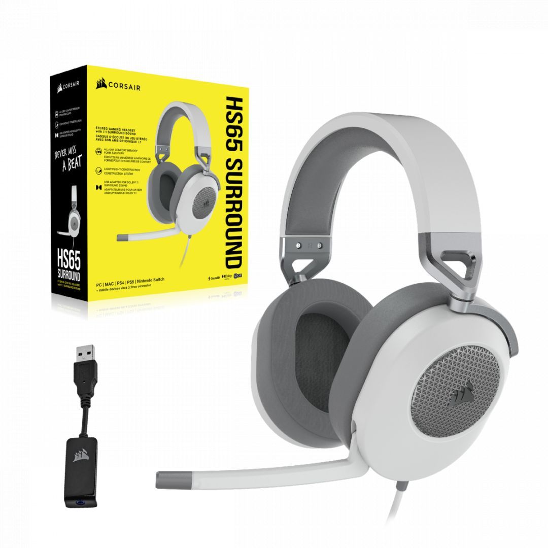 Corsair HS65 Surround Gaming Headset White Corsair HS65 Surround Gaming Headset White