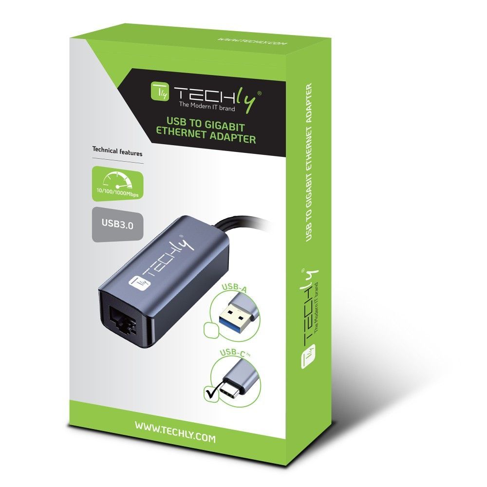 TECHLY USB-C 3.0 to RJ45 Gigabit Converter Adapter TECHLY USB-C 3.0 to RJ45 Gigabit Converter Adapter