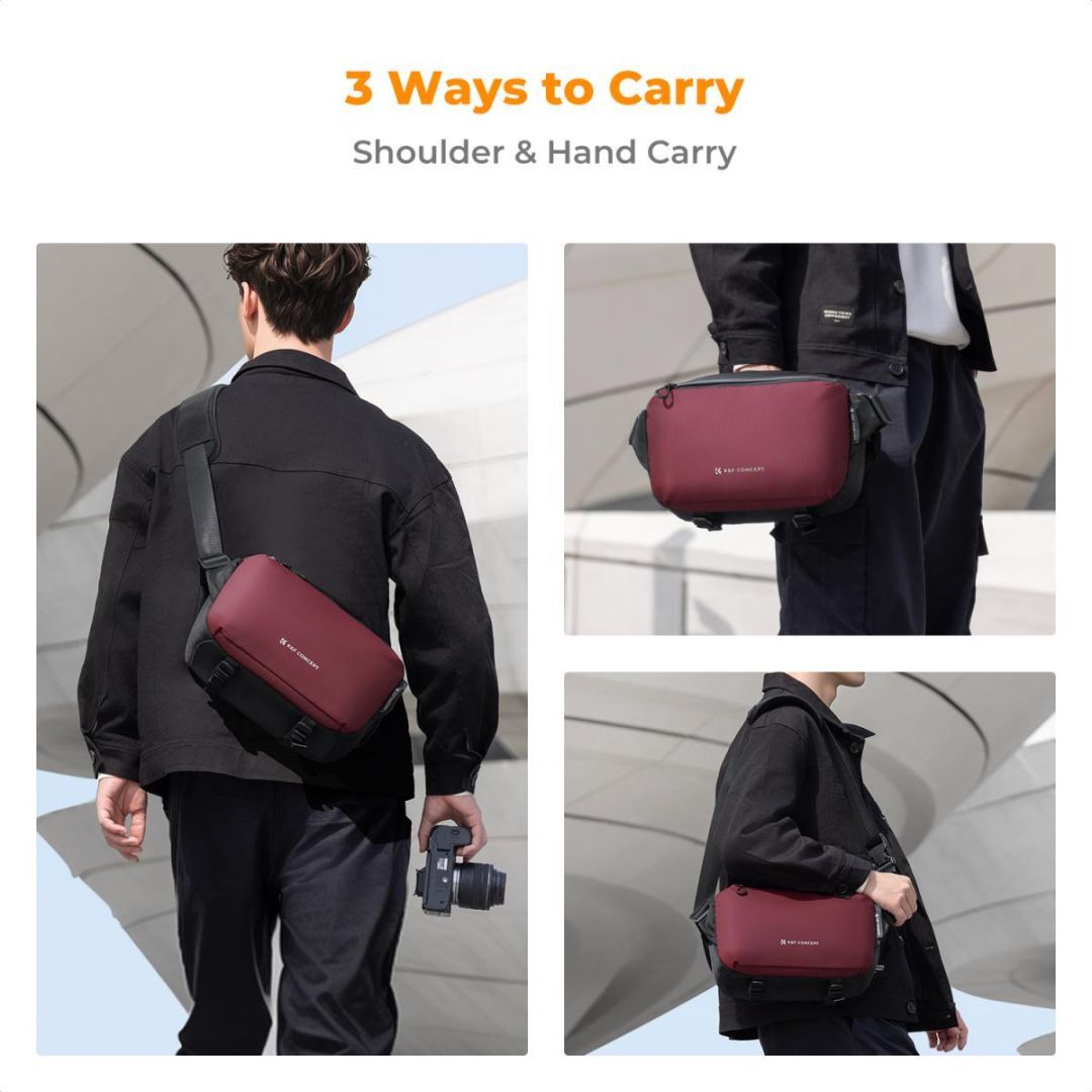 K&F Concept 2in1 Sling Bag Everyday Shoulder Bag & Photography Camera Backpack 10L Red