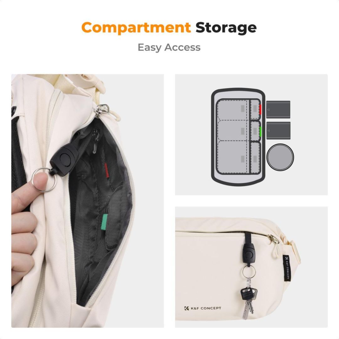 K&F Concept 2in1 Sling Bag Everyday Shoulder Bag & Photography Camera Backpack 10L Beige K&F Concept 2in1 Sling Bag Everyday Shoulder Bag & Photography Camera Backpack 10L Beige