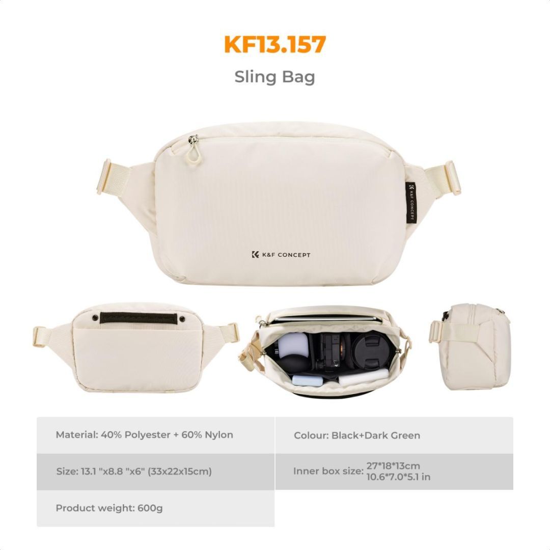 K&F Concept 2in1 Sling Bag Everyday Shoulder Bag & Photography Camera Backpack 10L Beige K&F Concept 2in1 Sling Bag Everyday Shoulder Bag & Photography Camera Backpack 10L Beige