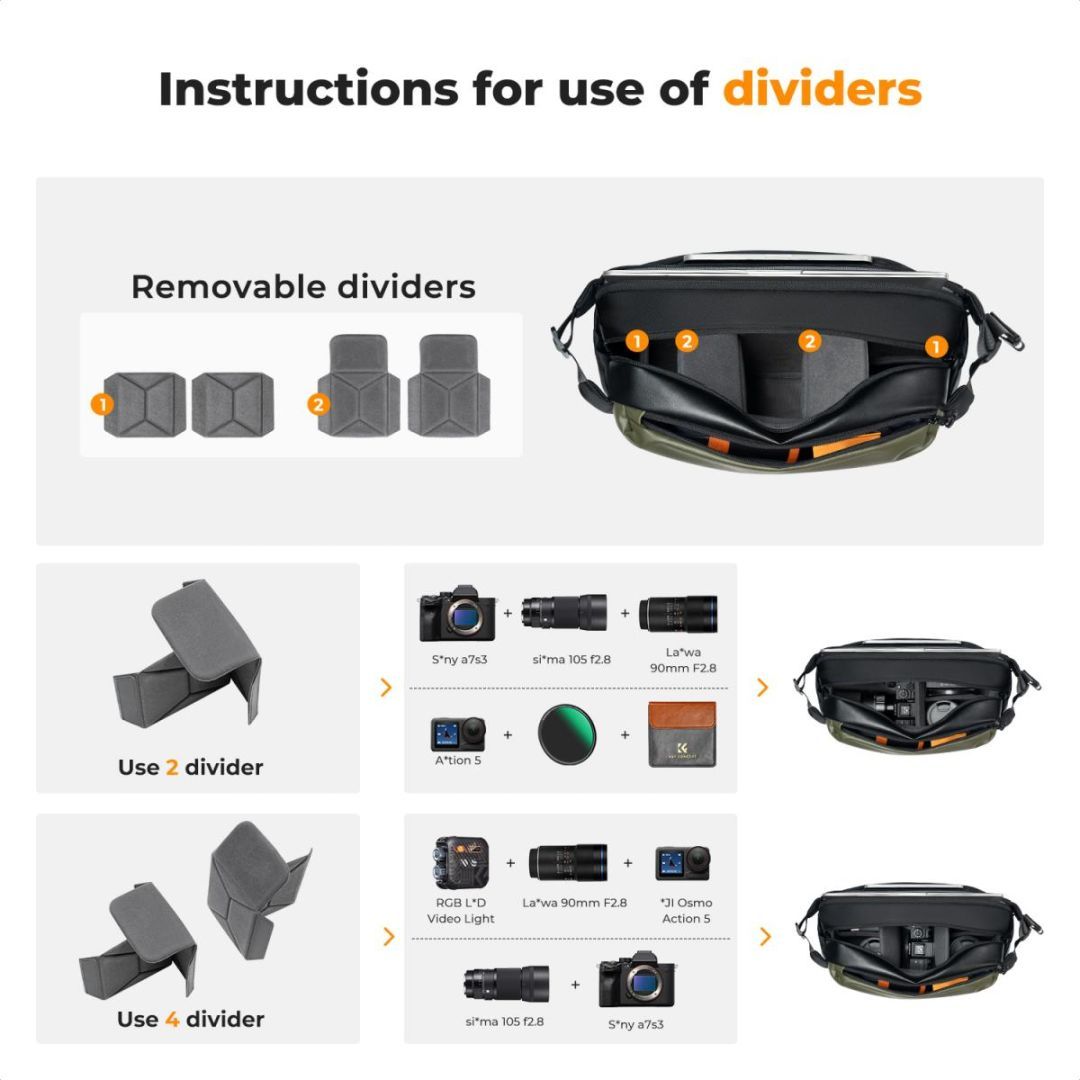 K&F Concept 2in1 Sling Bag Everyday Shoulder Bag & Photography Camera Backpack 12L Green K&F Concept 2in1 Sling Bag Everyday Shoulder Bag & Photography Camera Backpack 12L Green