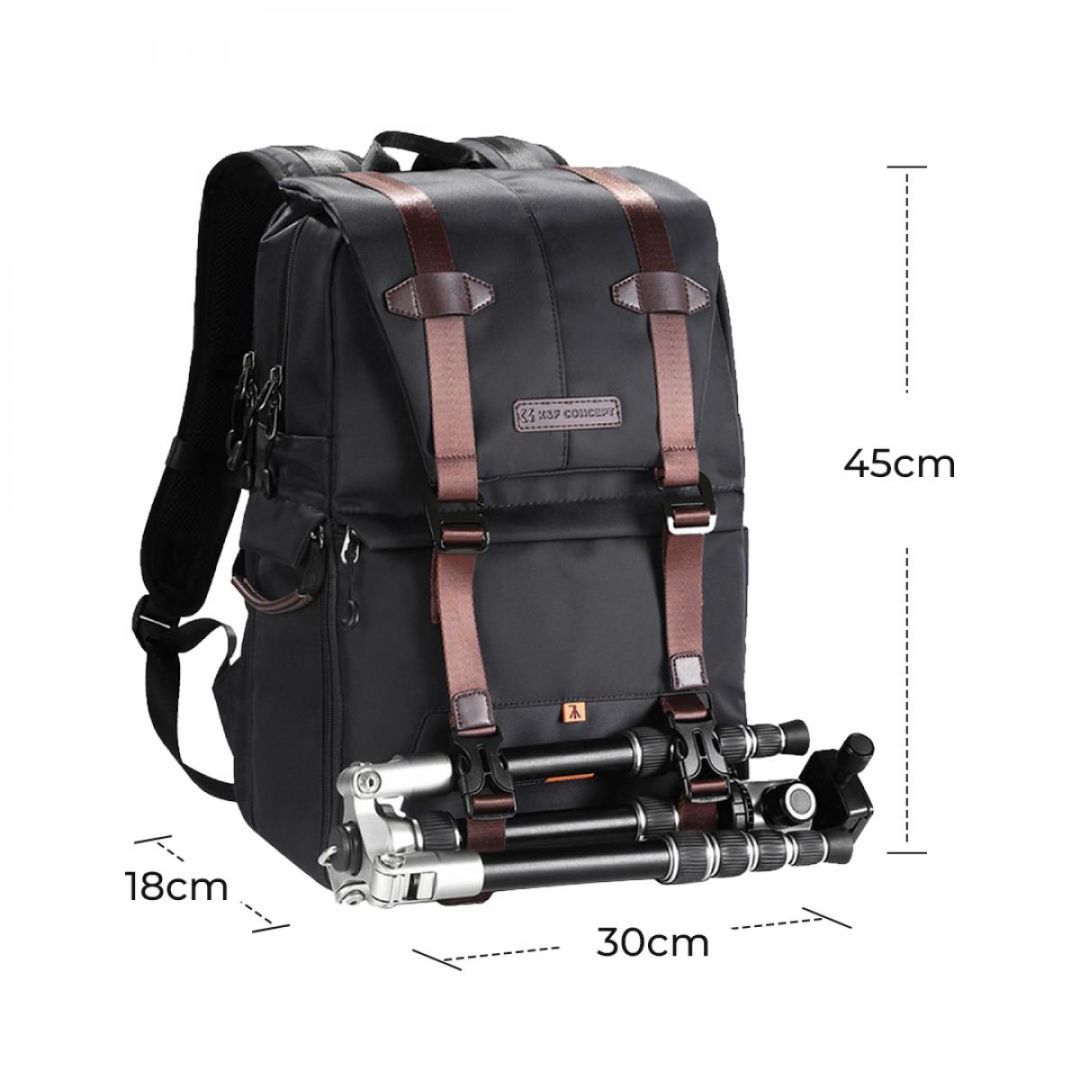 K&F Concept Camera Bag Fits 15,6" Laptop, Tripod, Waterproof, Backpack 20L Dark Brown K&F Concept Camera Bag Fits 15,6" Laptop, Tripod, Waterproof, Backpack 20L Dark Brown