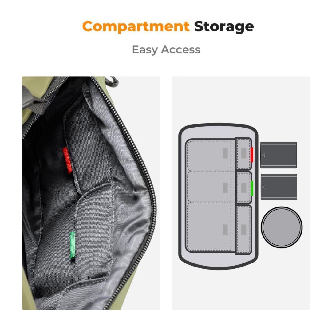 K&F Concept 2in1 Sling Bag Everyday Shoulder Bag & Photography Camera Backpack 10L Green K&F Concept 2in1 Sling Bag Everyday Shoulder Bag & Photography Camera Backpack 10L Green