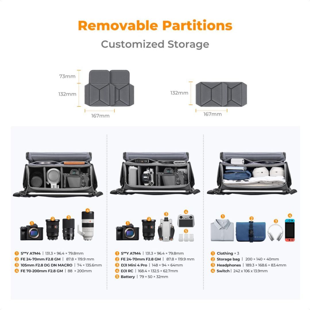 K&F Concept Camera Crossbody Shoulder Backpack 10L Black