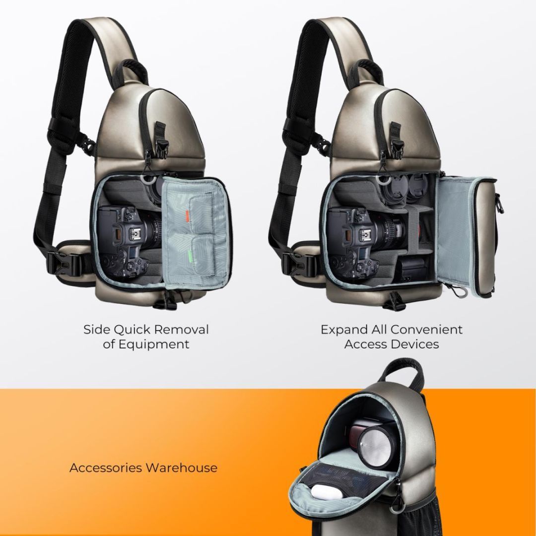K&F Concept Waterproof Camera Shoulder Backpack 10L Golden