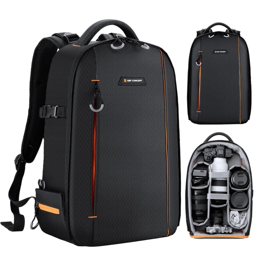 K&F Concept Lightweight Camera Backpack for Photographers 18L Black/Orange