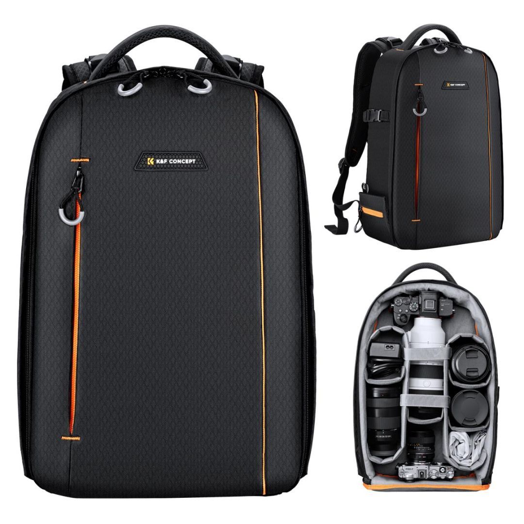 K&F Concept Lightweight Camera Backpack for Photographers 18L Black/Orange