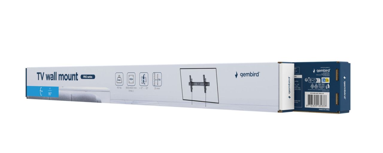 Gembird WM-95T-PRO-01 TV Wall Mount (tilt) 43”-95” Black Gembird WM-95T-PRO-01 TV Wall Mount (tilt) 43”-95” Black