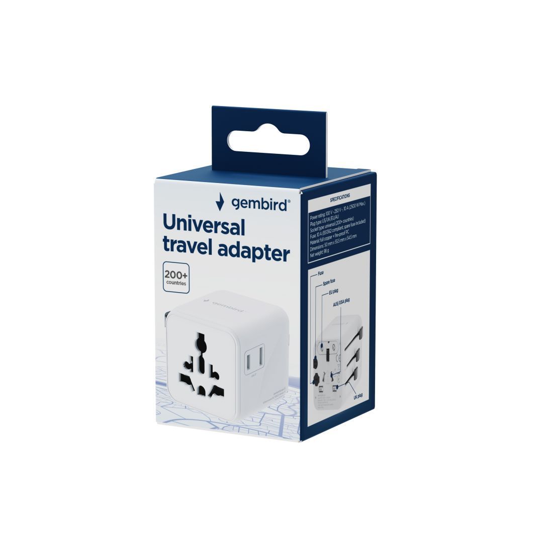 Gembird Universal travel power adapter White