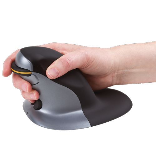 Fellowes Penguin Ambidextrous Vertical Small Wireless Mouse Black/Silver Fellowes Penguin Ambidextrous Vertical Small Wireless Mouse Black/Silver