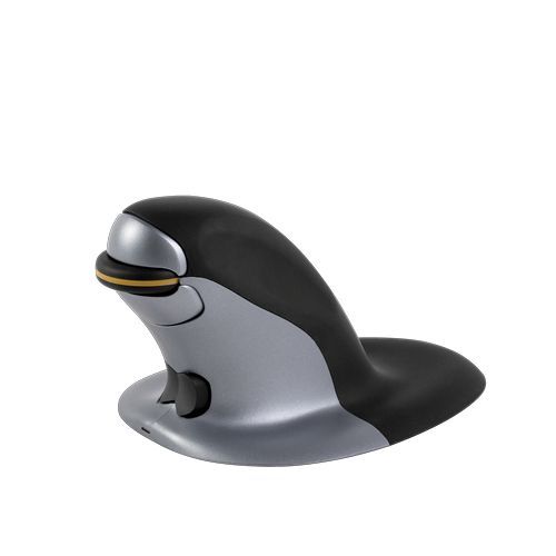 Fellowes Penguin Ambidextrous Vertical Small Wireless Mouse Black/Silver Fellowes Penguin Ambidextrous Vertical Small Wireless Mouse Black/Silver