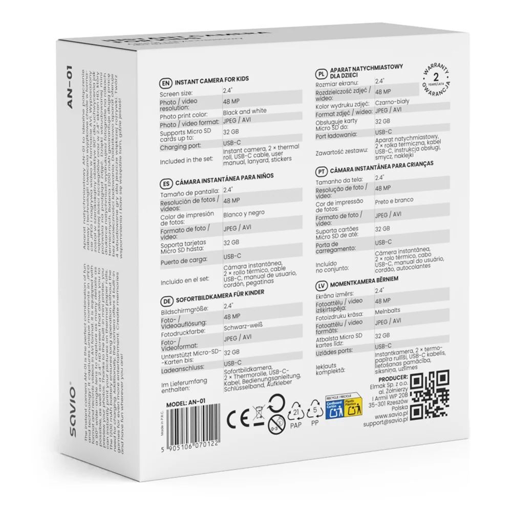 Savio AN-01 Instant Camera White Savio AN-01 Instant Camera White