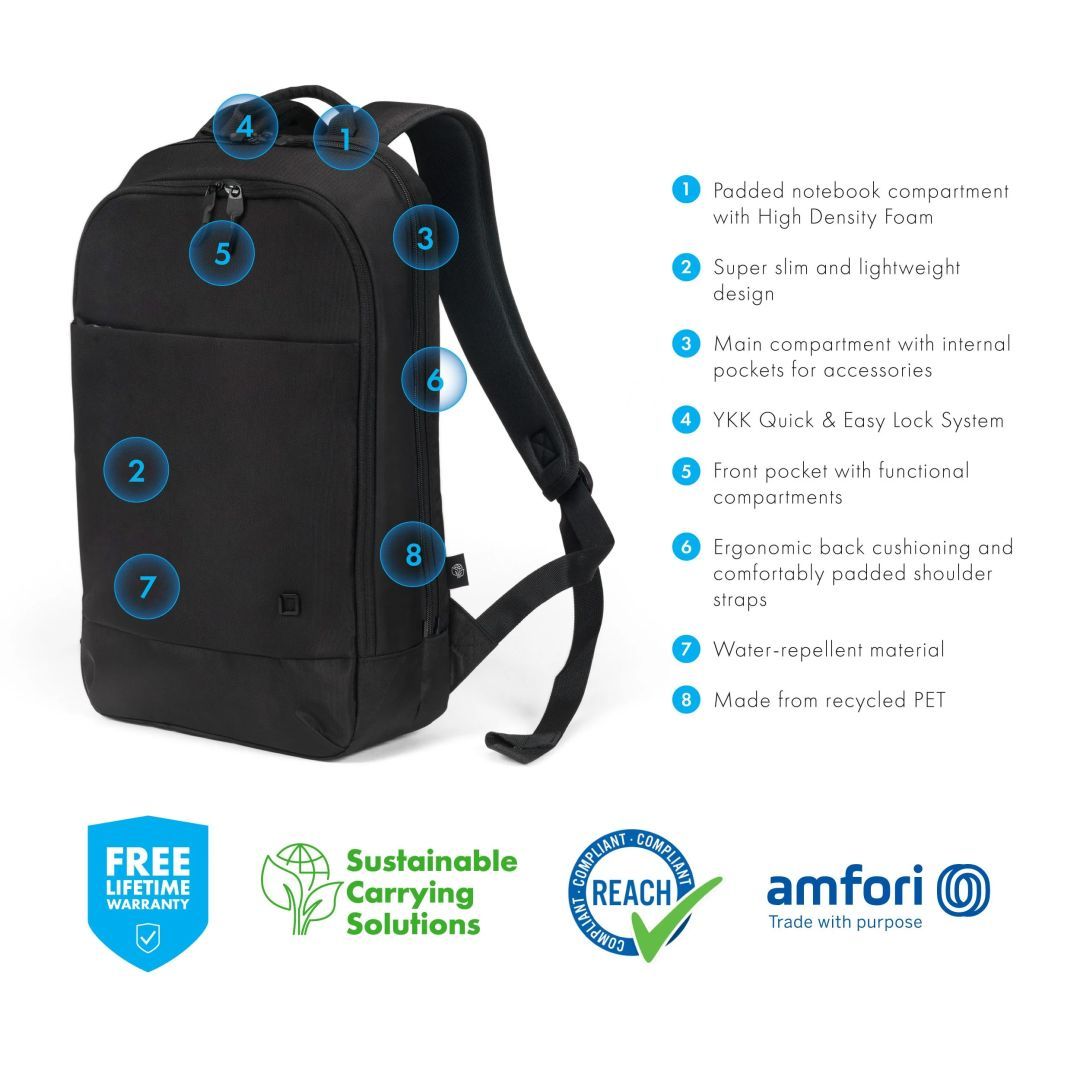 Dicota Slim Eco Laptop Backpack 13-15,6" Black Dicota Slim Eco Laptop Backpack 13-15,6" Black