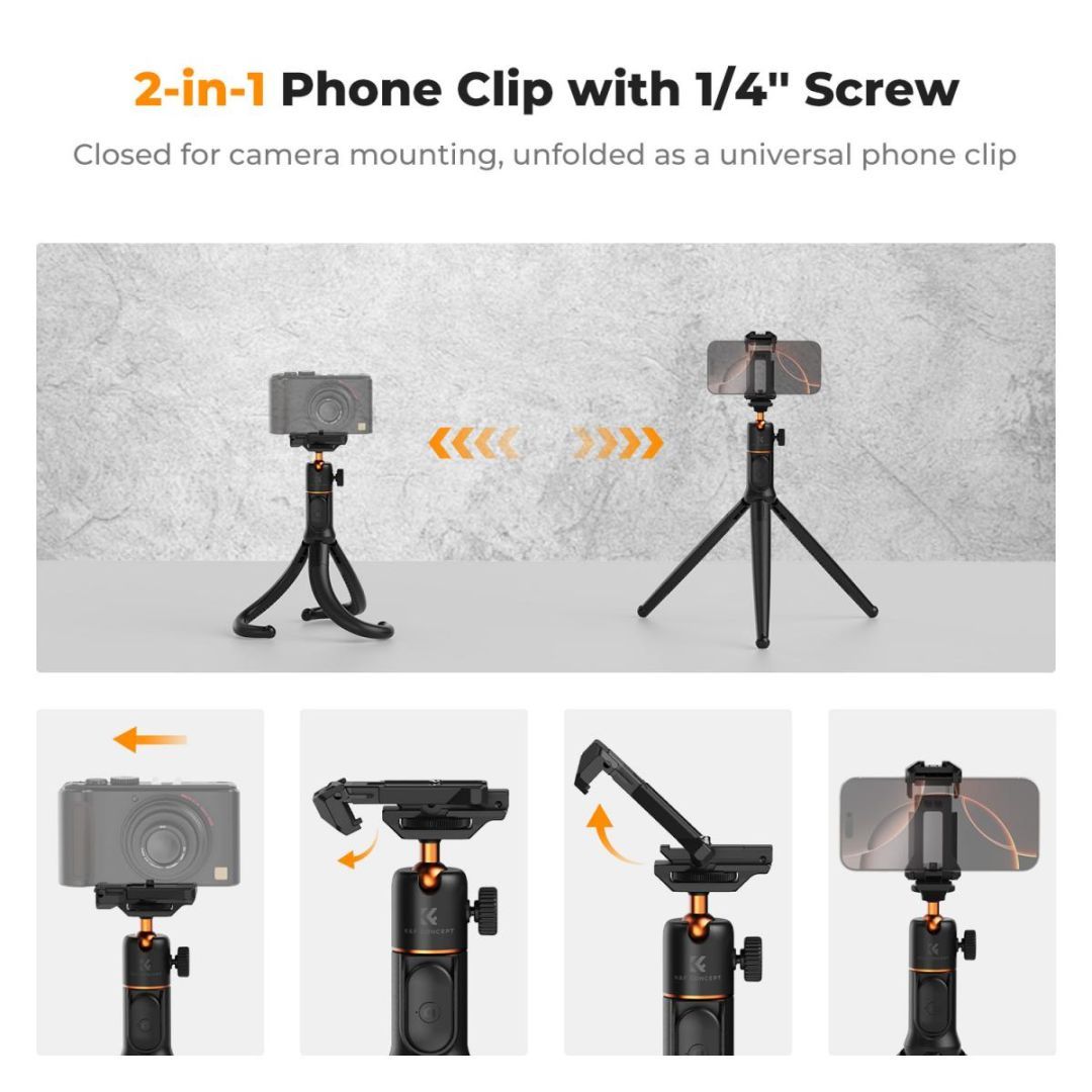 K&F Concept 24" Flexible Tripod with Remote for Phones & Cameras