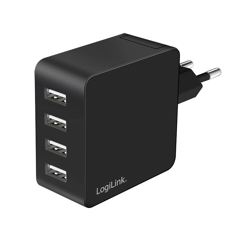 Logilink 4 port USB socket adapter 24 W 4x USB-A Black Logilink 4 port USB socket adapter 24 W 4x USB-A Black