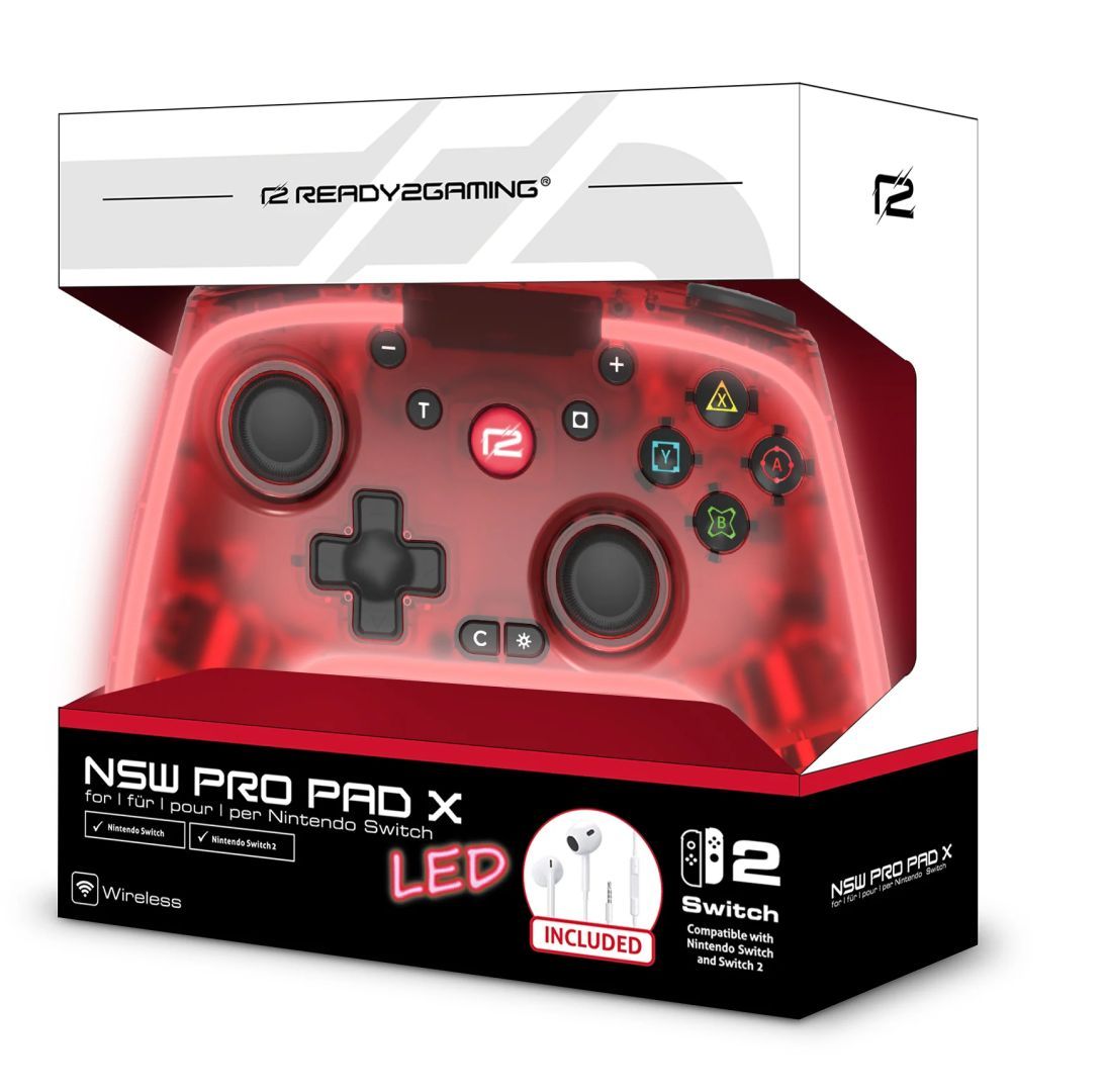 ready2gaming Pro Pad X Nintendo Switch 2 Wireless Gamepad LED Red