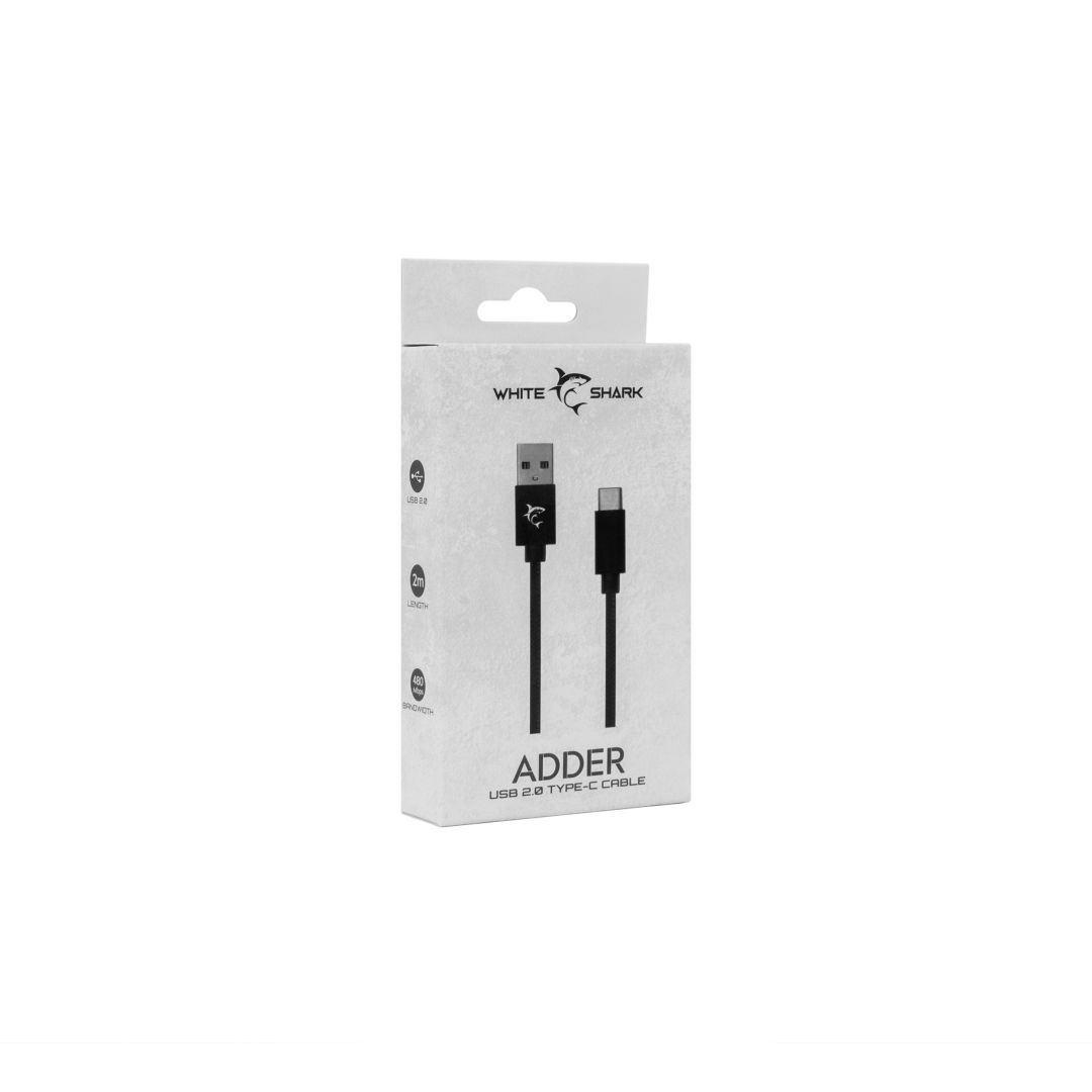 White Shark Adder USB-A to USB-C Cable 2m Black White Shark Adder USB-A to USB-C Cable 2m Black