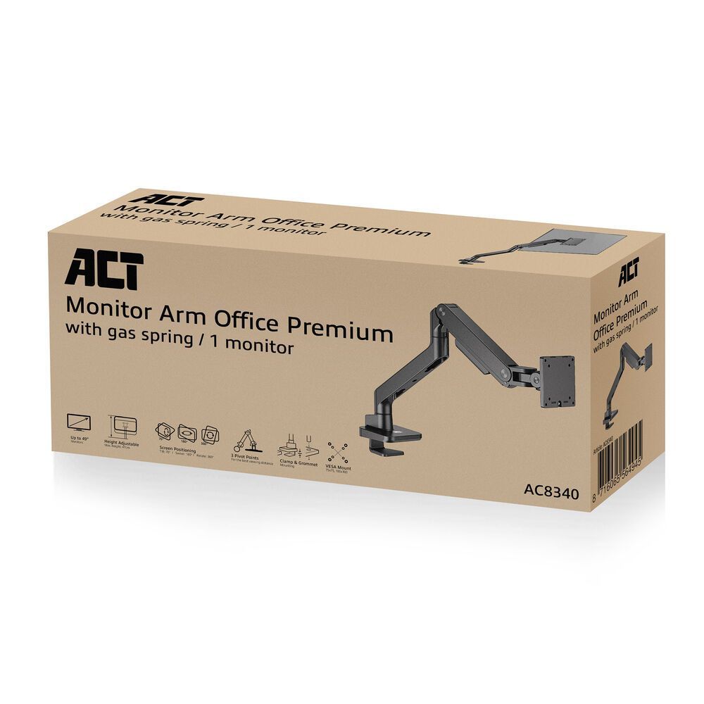 ACT AC8340 Single Monitor Arm Office Premium with Gas Spring ACT AC8340 Single Monitor Arm Office Premium with Gas Spring