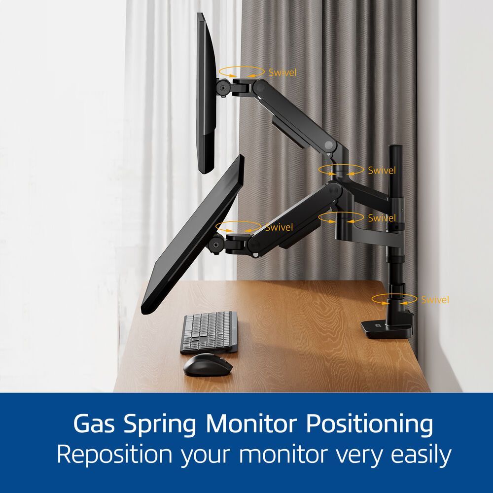 ACT AC8343 Dual Monitor Arm Office Premium with Gas Spring Pole Mounted ACT AC8343 Dual Monitor Arm Office Premium with Gas Spring Pole Mounted