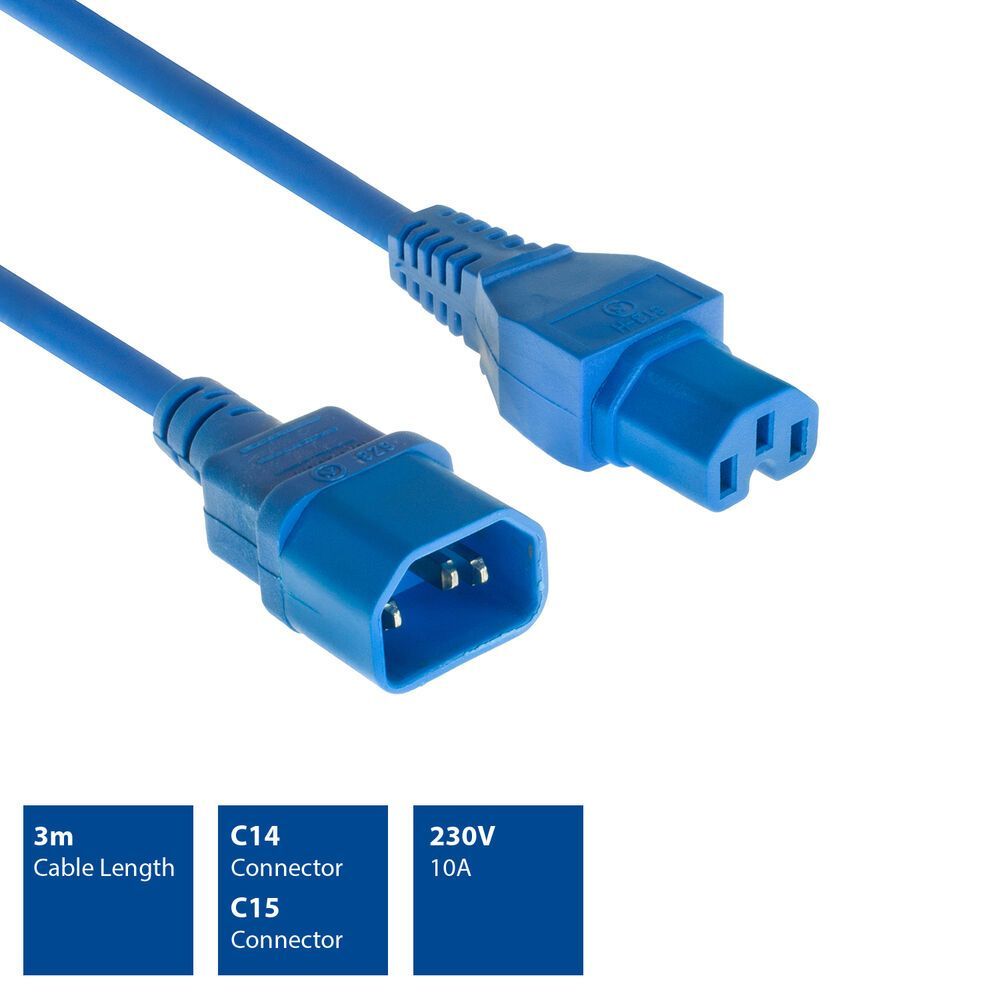 ACT Powercord C14 - C15 3m Blue ACT Powercord C14 - C15 3m Blue