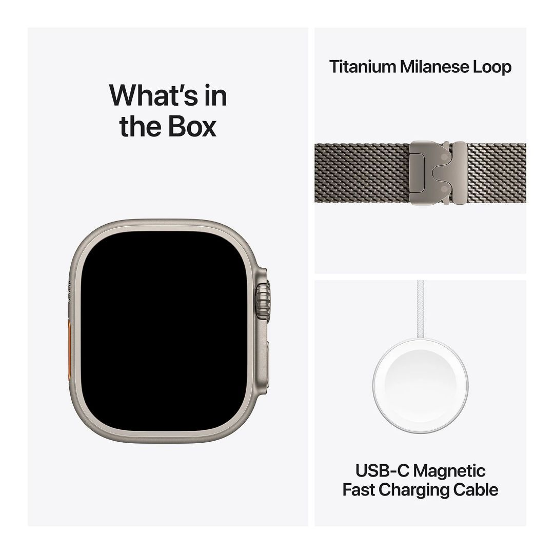 Apple Watch Ultra 3 Cellular 49mm Natural Titanium Case with Natural Titanium Milanese Loop Medium Apple Watch Ultra 3 Cellular 49mm Natural Titanium Case with Natural Titanium Milanese Loop Medium