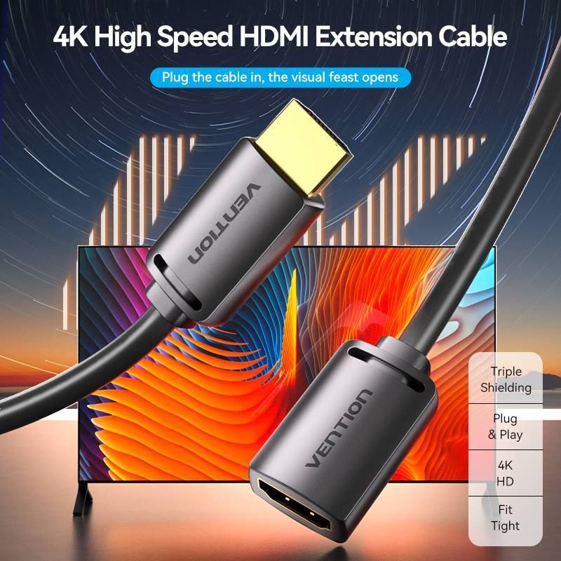 Vention HDMI-A Male to HDMI-A Female 4K HD Cable 3m Black Vention HDMI-A Male to HDMI-A Female 4K HD Cable 3m Black