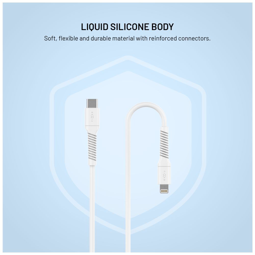 FIXED USB 2.0 hajlékony szilikon kábel USB-C/Lightning 1,2m, fehér FIXED USB 2.0 hajlékony szilikon kábel USB-C/Lightning 1,2m, fehér