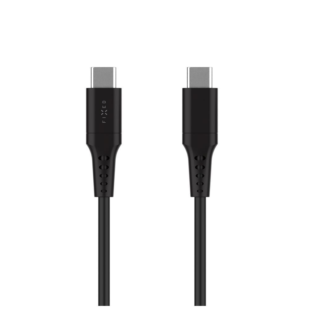 FIXED USB 2.0 hajlékony szilikon kábel USB-C/USB-C 0,3m, fekete