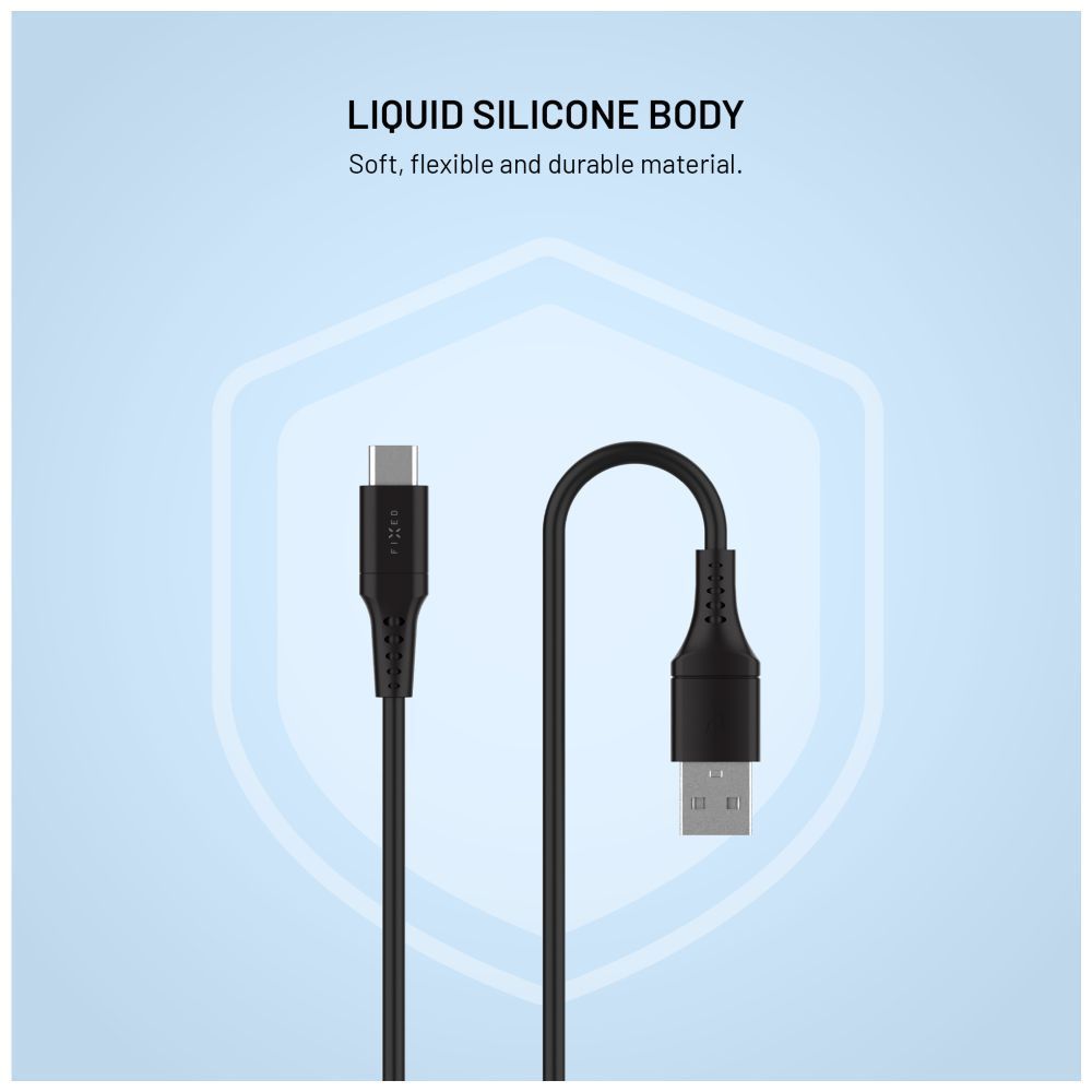 FIXED USB 2.0 hajlékony szilikon kábel USB-C/USB-C 0,3m, fekete