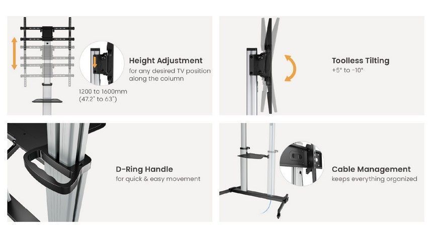 EQuip Eco Ultra-large Display LFD Trolley 60"-100" Black